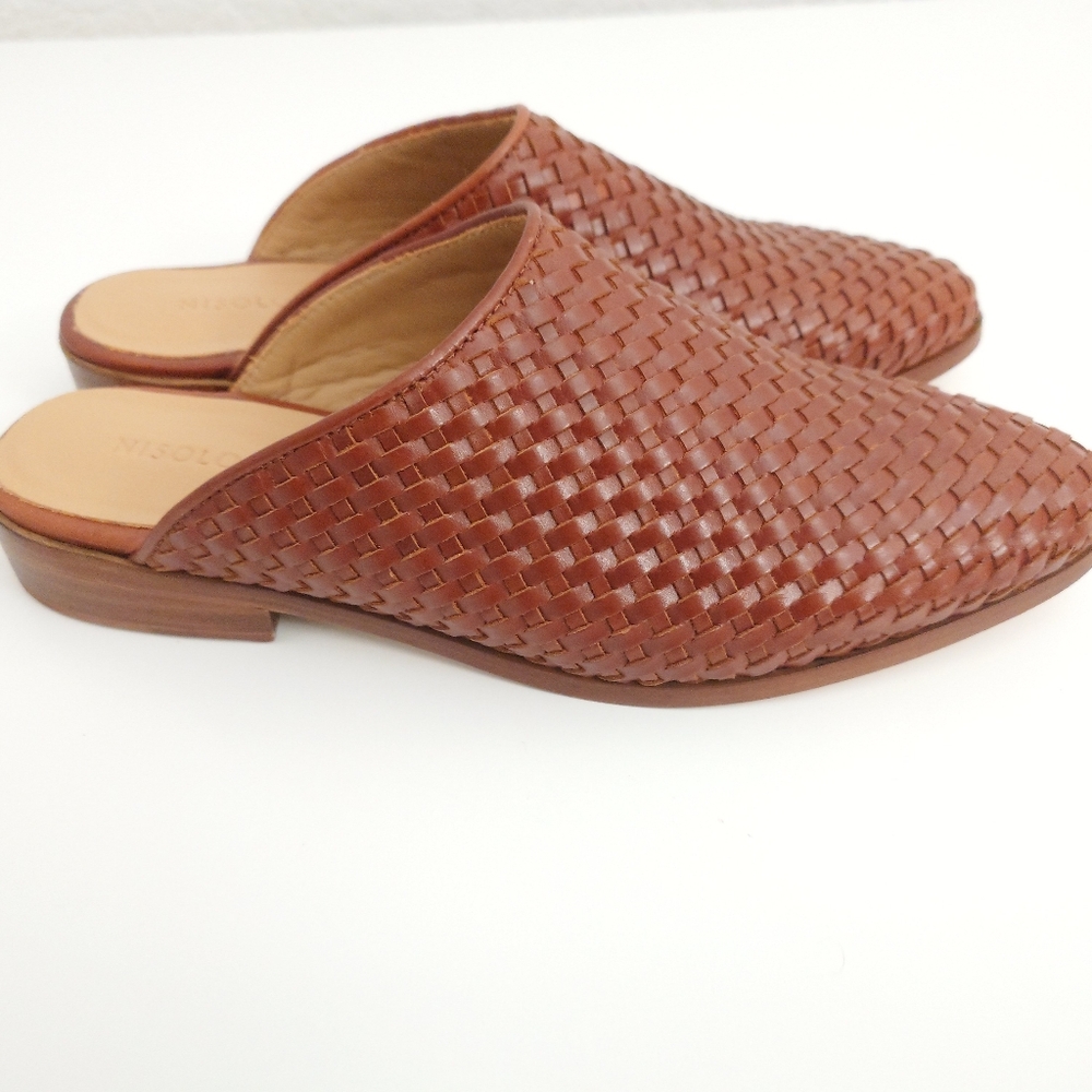 Nisolo Ama Woven Mule Brandy Leather Mules Slip On Sandals Shoes Size 9.5 - Picture 9 of 16